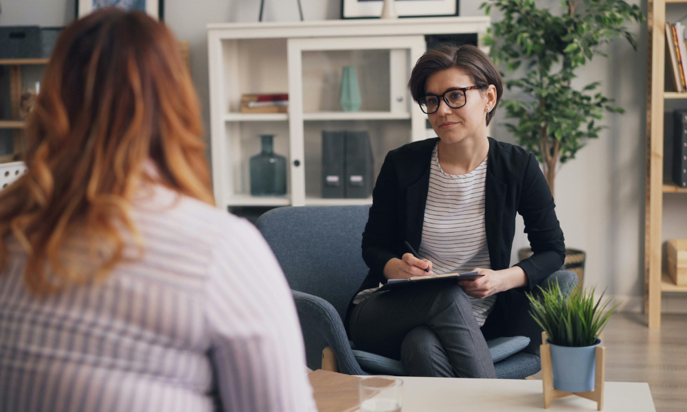 Person talking with a mental health professional