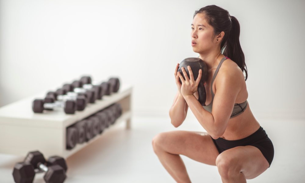 Woman weight training
